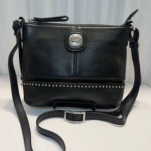 Brighton Black Crossbody Bag with Silver Details